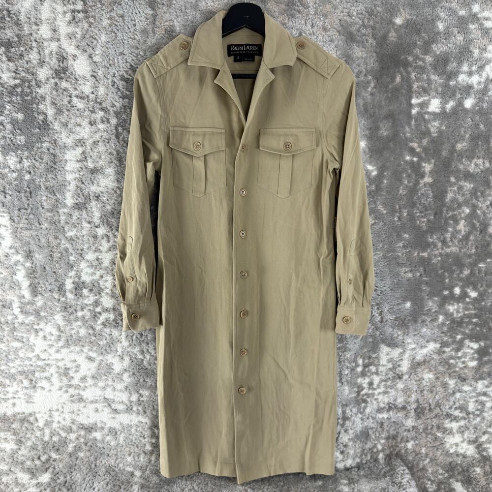 Ralph Lauren Size 4 Black Label Collection Classics Shirt Dress Beige Button
